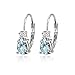 Blue Topaz Earrings for Women Teardrop Light Blue Gemstone and Round CZ Sterling Silver Leverback Earring Fashion Bridesmaids Summer Trendy