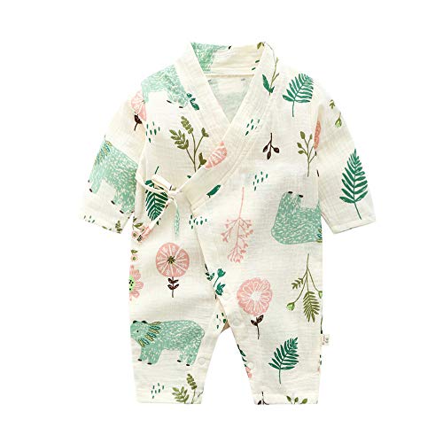 Soft Cotton for Baby Boys Girls Toddler Short Sleeve Bodysuit Romper Onesie Baby Side Snap Japanese Pajamas 12-24M