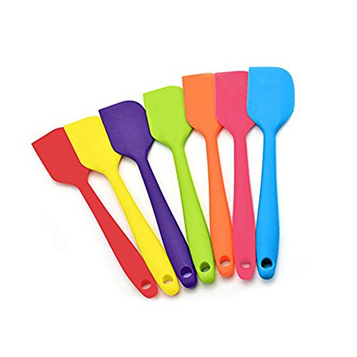 LUCKSTAR Silicone Spatula - 7pcs Cooking Silicone Spatula Set Heat-Resistant Spatulas Non-stick Rubber Spatulas with Stainless Steel Core Chocolate Cream Mixing Spatula Butter Cake Turnable Spatula