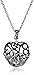 Sterling Silver Oxidized Genuine Marcasite and Amethyst Colored Glass Heart Pendant Necklace, 18