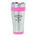 16oz Insulated Stainless Steel Travel Mug NP Nurse Practitioner Caduceus (Hot Pink)