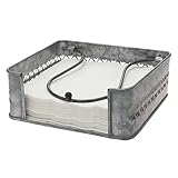 Stonebriar Rustic Silver Galvanized Metal Table Top Napkin Holder, Decorative Napkin Tray for Dining Table and Kitchen, Unique Tissue Dispenser for Bathroom, Horizontal Display