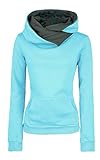 Ecowish Women's Special Desigan High Collar Long Sleeve Fleece Hoodied Sweatshirt
