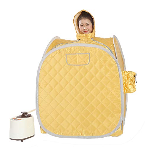 Smartmak Portable Steam Sauna, Personal at Home Remote Control 2L Steamer for Detox & Weight Loss Lightweight Double Person Spa Tent Indoor US Plug-Yellow - Thumbnail 3