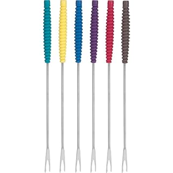 Trudeau 0823303 Meat Fondue Forks with Silicone Handles, Set of 6