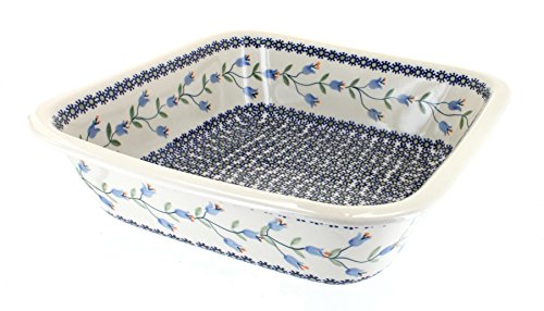 Click Here to See More Images Blue Rose Polish Pottery Tulip Large Square Baker