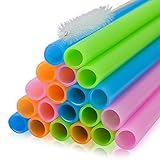 Reusable Smoothie Straws by FUMCare - 20 Pack Extra Long and Wide - Great for Milkshakes and Juices - 10.25