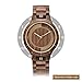 Handmade Wood Watch for Man or Woman - OMELONG Lightweight Wooden Wrist Watch with Japan Quartz Movement Gold Circles on Round Dail(Walnut Wood 1)