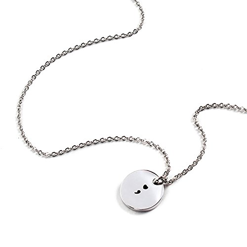 Yolanda Stainless Steel Heart Semicolon Necklace Motivational Inspirational Gift Hand Stamped Jewelry