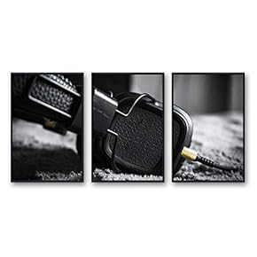 Framed Canvas Wall Art for Living Room, Bedroom Microphone Canvas Prints for Modern Home Decoration Ready to Hang - 16"x24"x3 Panels