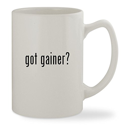 got gainer? - 14oz White Statesman Sturdy Ceramic Coffee Cup Mug