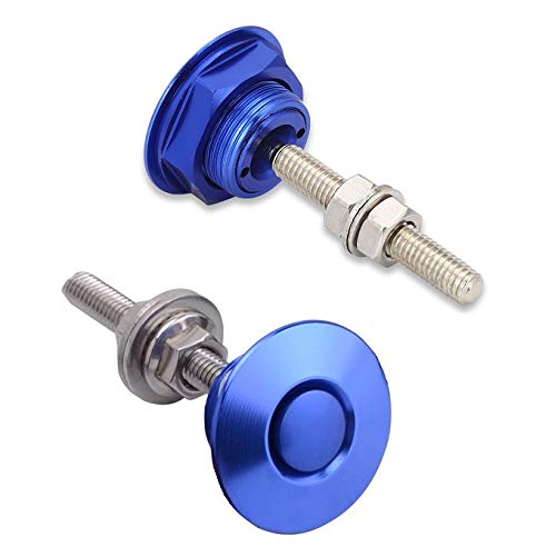 2Pack Quick Release Latch Lock Clip Push Button Bonnet Kit 1.25in/32mm Diameter Universal Aluminum Alloy Quick Latch Lock for Auto Car Bumper License Plate Hood or Various DIY(2Pack-Blue)