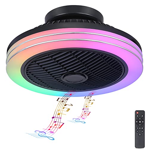MADSHNE RGB Low Profile Ceiling Fan with Lights and Remote, 18