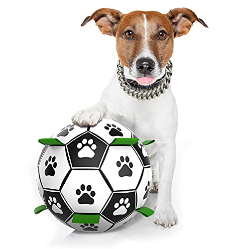 Dog SoccerBall InteractiveDurable Water Toys Tug of War, Dog Tug Toy, Football for Small