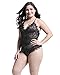 Anyou Plus Size Teddy Lingerie for Ladies Sexy V Neck Sleeveless Bodysuit Black X-Large