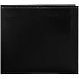 Pioneer 8 Inch by 8 Inch Snapload Sewn Leatherette Memory Book, Black