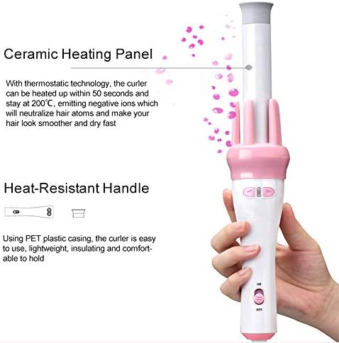 TIAO Automatic Curling Iron, Ceramic Tourmaline Curler Electric Rotating Negative Ion Hair Care One Button Switch 110-240v