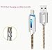 LIGHTNING Cable + Smart LED show Charge Status + Easy Find in Dark + Auto Disconnect + Zinc Alloy Fast Charge + Tough Nylon Braided (Discounts for 2-pk 3-pk)//for Apple iPhone X 8 7 6 6S Plus Mac