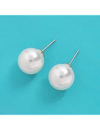 Humble Chic - Pendientes de perlas de imitación, redondos, grandes, clásicos