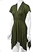 WT1120 Womens Cross V Neck Short Sleeve Empire Line Panel Tunic Top XL Olive