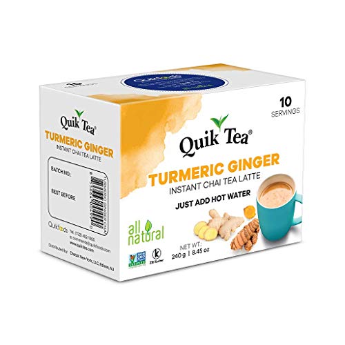 QuikTea Turmeric Ginger Chai Tea Latte 10 Count Single Box All