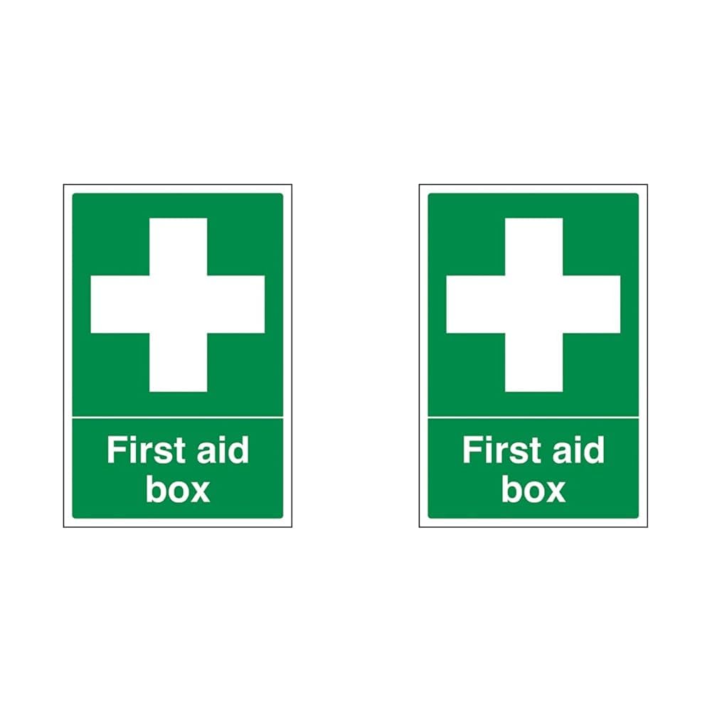 First Aid General - First Aid Box - 100 X 150mm Restickable Safety Sign (Pack of 2)