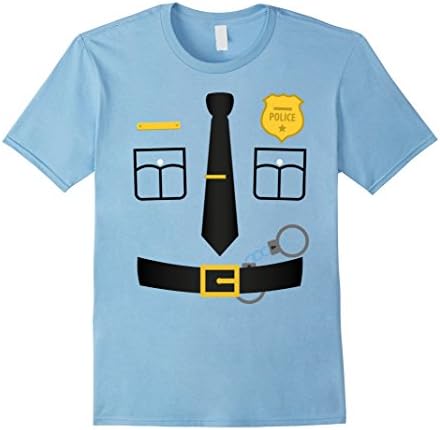 Mens Policeman Costume T-Shirt Halloween Outfit Kids Adult Tee Medium Baby Blue