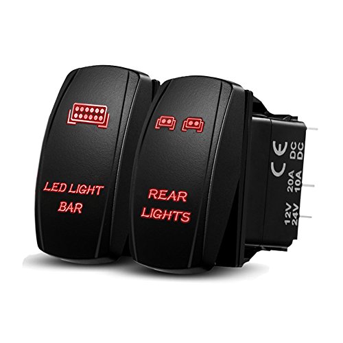 Xislet LED Light Bar Rocker Switches Replace for UTV Polaris Ranger RZR 800-1000 XP Turbo Can Am Commander 800 Maverick X3 Rear Lights UTV Rocker Switch, LED Amber Backlit (Combo Package) (Amber)