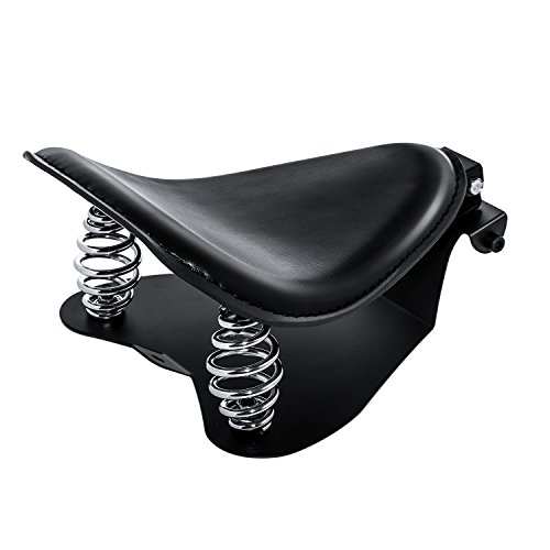 Senkauto 3" Leather Solo Seat with Spring Bracket Kit for Harley Davidson Sportster XL 1200 883 48 Chopper Bobber Seats Yamaha Kawasaki Custom (Seat w/Bracket, Type D)