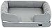 Amazon Basics Lounger Sofa Couch Style Pet Bed with Memory Foam, Bolsters, and Removable Cover for Dog or Cat, Small, Grey, 25 in x 20 in x 6.5 in