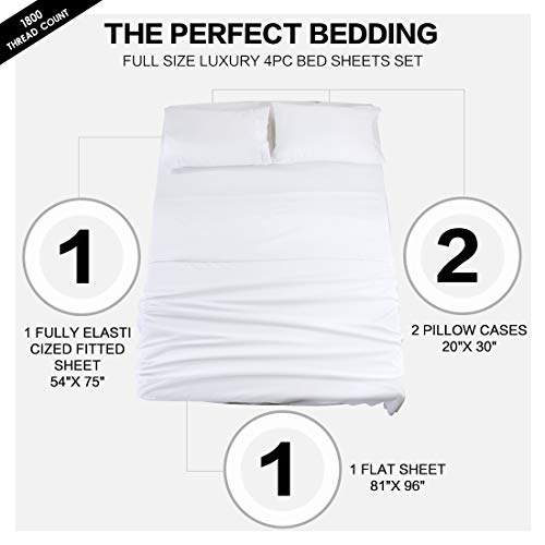 Abakan Bed Sheet Set 4 Piece Super Soft Brushed Microfiber 1800 Series Hotel Luxury Egyptian Sheet Breathable, Wrinkle, Fade Resistant Deep Pocket Bedding Sheet Set (Full, White) - Thumbnail 7