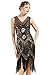 BABEYOND Women's Flapper Dresses 1920s V Neck Beaded Fringed Great Gatsby Dress Gold
