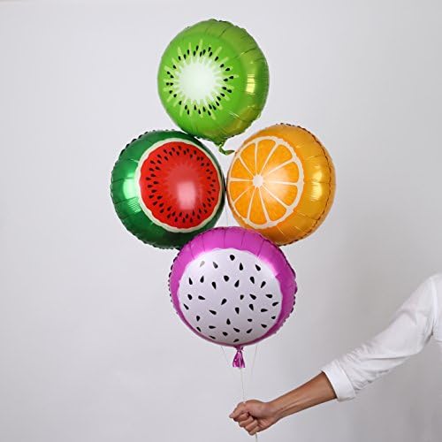 Tutti Frutti tropical fruit party balloons 18 inches, set of 8. Perfect for tropical summer fun and pool parties