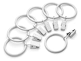 Iron Metal Curtain Clip Rings 1 1/2 Inch Interior Diameter Set of 8, White