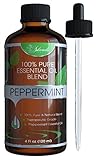 Peppermint Essential Oil 4oz (Huge Size) 100% Pure Therapeutic Grade Pre Blended with Unscented Fractionated Coconut Oil (FCO) by Island’s Miracle