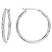 14k Gold X-pattern Diamond-cut Round Hoop Earrings, 1'' Diameter…