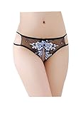 Sexyangels Womens Open Crotch Underwear Thongs Lace G-Strings Sexy Panties, Blue Embroidering, One Size