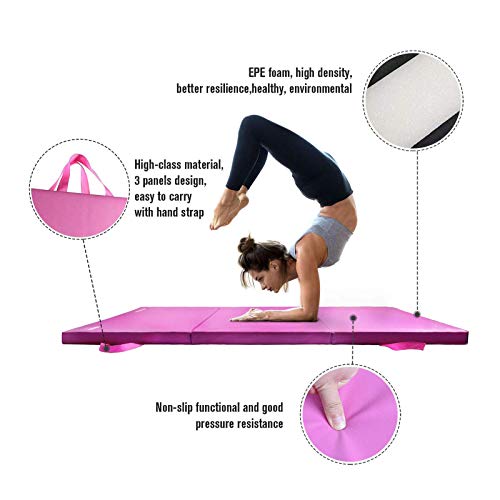 RitFit Upgrated TriFold Folding Thick Exercise Mat 6’x3’ with Carrying