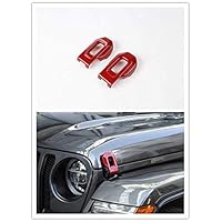 Highitem Carbon Fiber Red Hood Latch Lock Catch Decoration Sticker Car Styling Mouldings for Jeep Wrangler JL 2018 Up (Red)