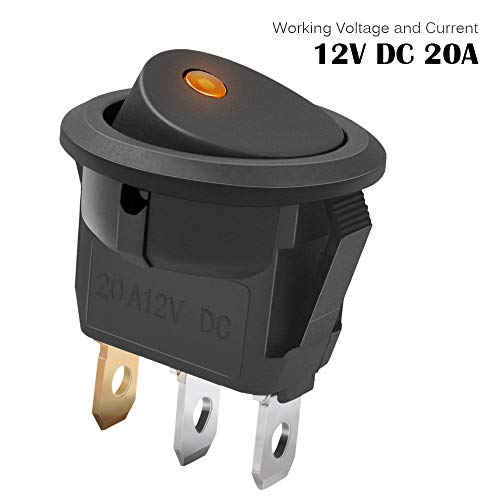 AutoEC 3pcs Car Truck Round Rocker Toggle Switch Yellow LED Light On-Off Switch