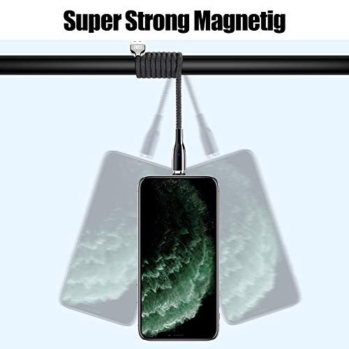 Magnetic 1Phone Charging Cable, CAFELE [4ft 2-Pack] 3A Magnetic Fast Charger Lead, Zinc Alloy Data Sync Cord with LED Light for 1Phone 11 Xs Max X XR 8 7 6s 6 Plus SE 5 5s 5c, 1Pad, Pod