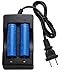 FIXED Star 3000mAh 18650 3.7V Lithium ion Rechargeable Batteries Button Top Blue 2 Packs and Smart Wired 18650 Li-ion Battery Charger