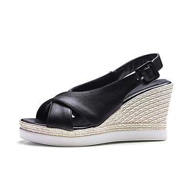 Women 039 s Sandals Gladiator Leatherette Summer Fall Casual Party & Evening Dress Gladiator Wedge Heel Beige Black 2in-2 3 4inBlackUS5.5 EU36 UK3.5 CN35