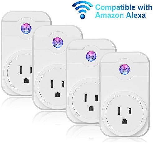 Smart Plug, Wi-Fi Enabled, No Hub Required, Compatible with Alexa Echo (4-Pack)
