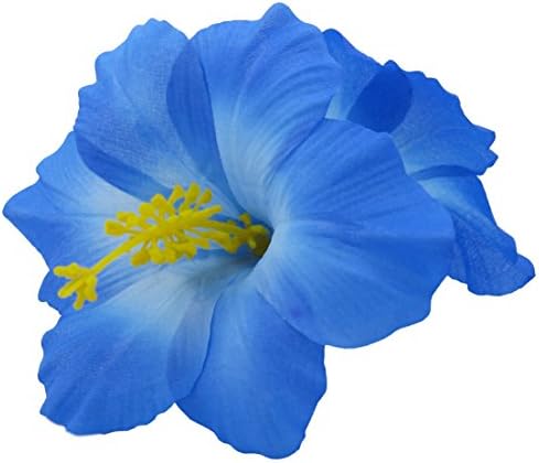 Double Hawaiian Hibiscus Flower Hair Clip (Blue)