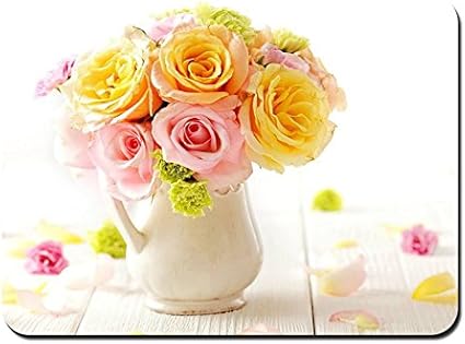 Amazon 家庭用フローラル ブーケ ピンクのバラの花 花瓶 パターンカスタムの マウスパッド 植物 花 26cmx21cm Bingbongbu マウスパッド 通販