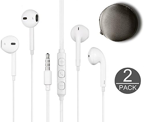 ASCellular 3.5MM Wired Earphone / Earbuds / Headphones + Carry case with remote and microphone for all smart phones and tablets with 3.5mm