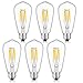 CRLight ETL Listed 4W 4000K Dimmable LED Edison Bulb, Daylight White 500LM 50W Equivalent E26 ST64 Vintage Edison Clear Glass LED Bulbs, Pack of 6