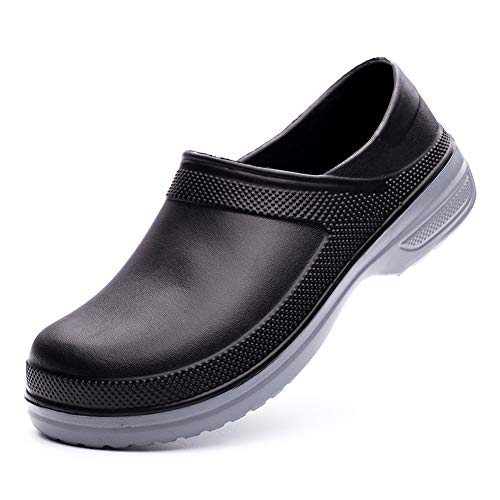 EASYANT Unisex Chef Shoes Waterproof Non-Slip Nursing Clean Work Footwear Clogs Black