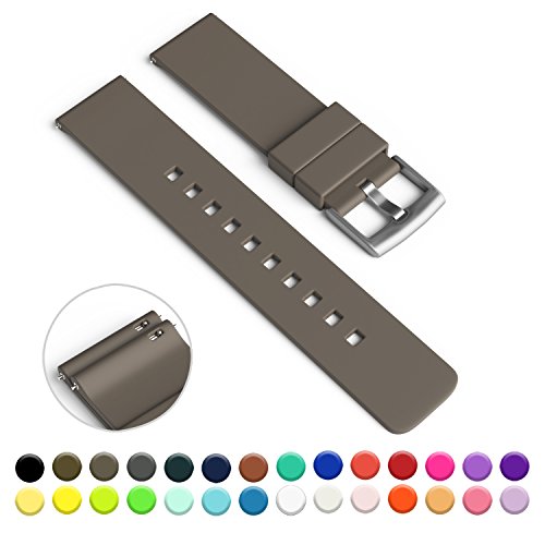 GadgetWraps 22mm Silicone Watch Strap / Band with Quick Release Pins (Dark Taupe, 22mm)